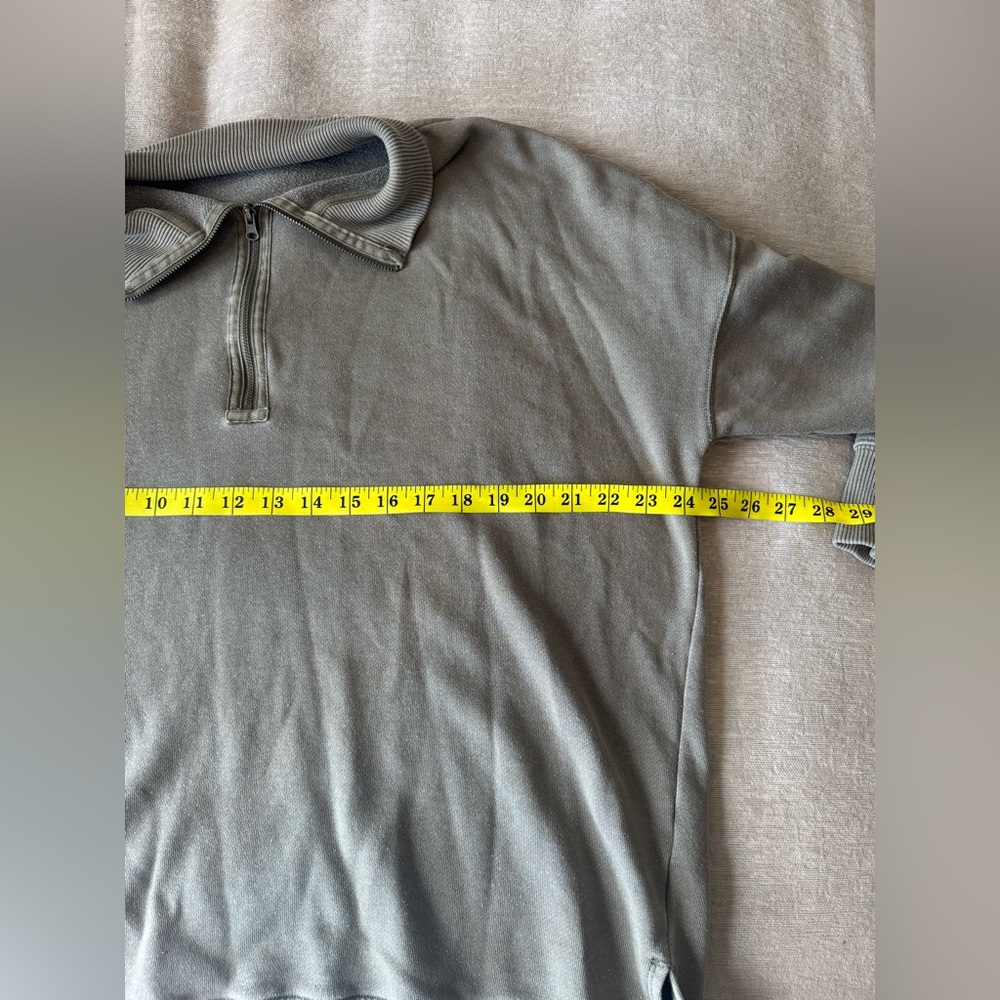 Aerie Sun’s Out Quarter Zip Sweatshirt Olive Green Oversized Pullover L - Picture 9 of 10